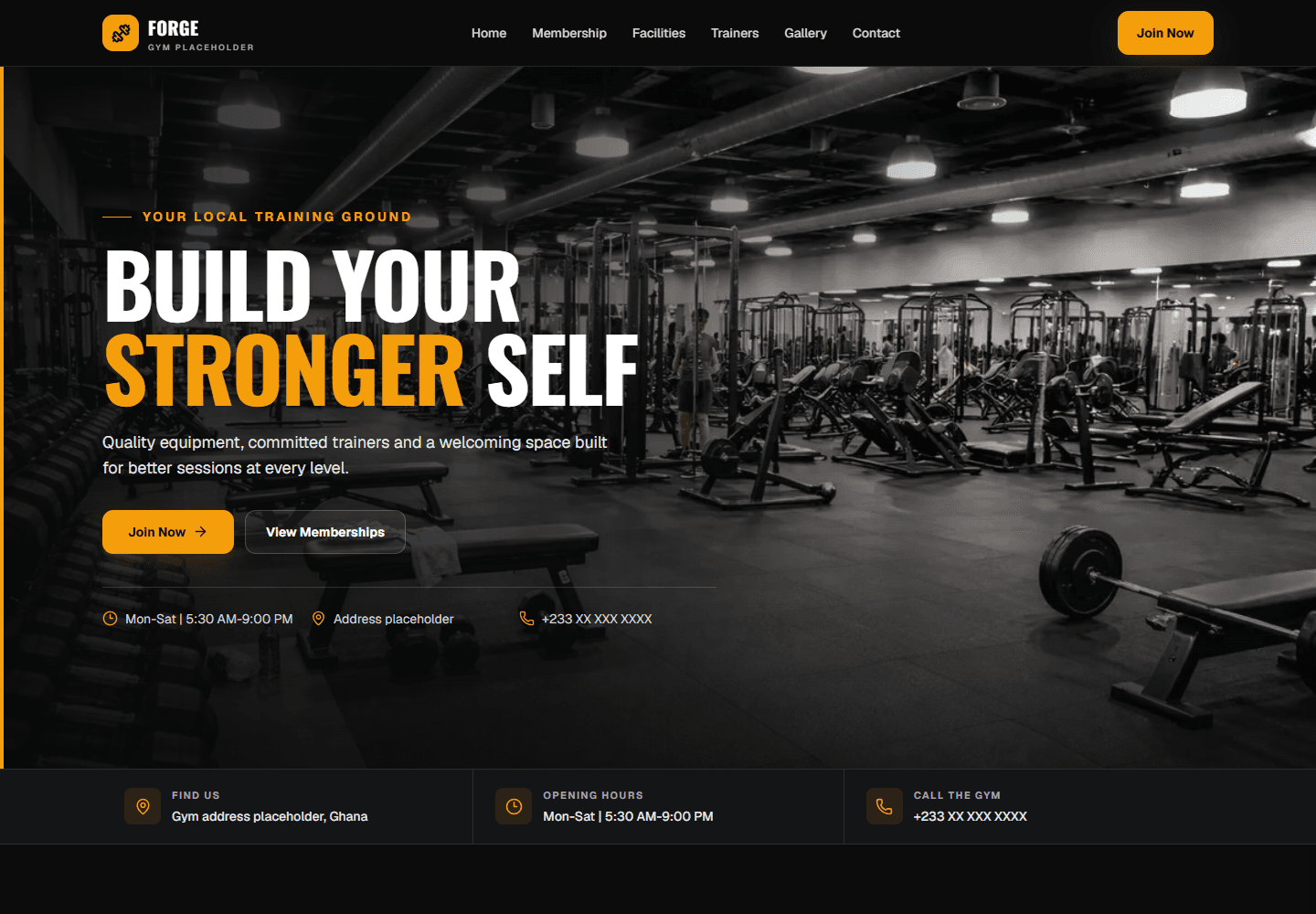 Fox Gym website interface